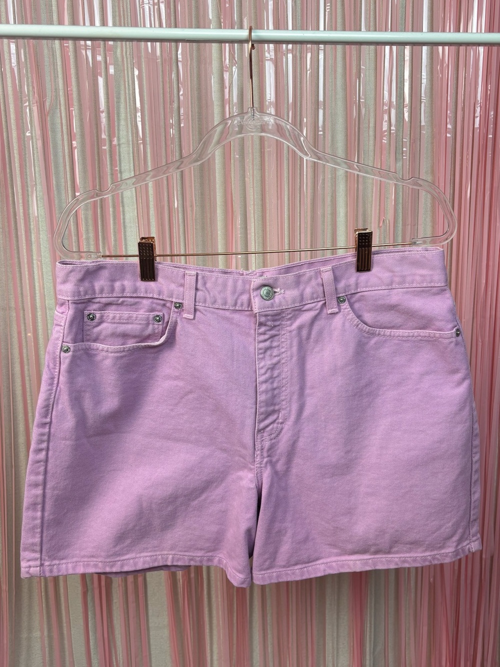 Vintage LONDONJEAN Pastel Lilac High-Rise Denim Shorts